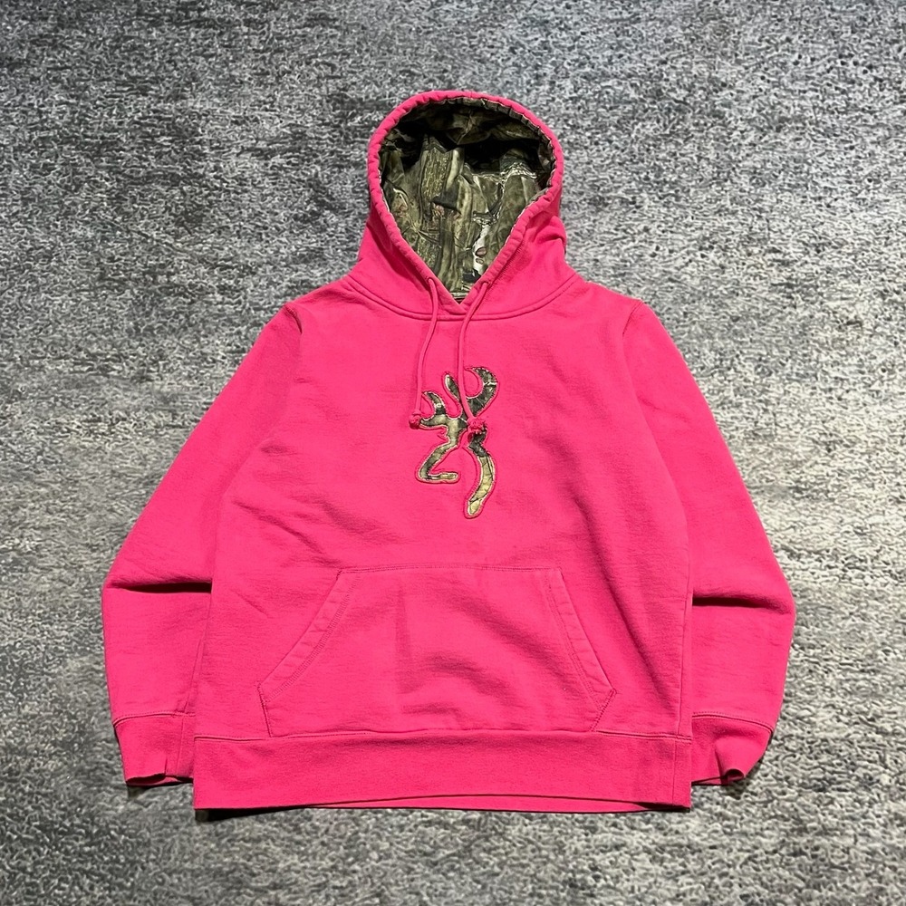 Browning Hoodie Womens Medium Pink Camo Outdoor Hunting Camouflage Realtree